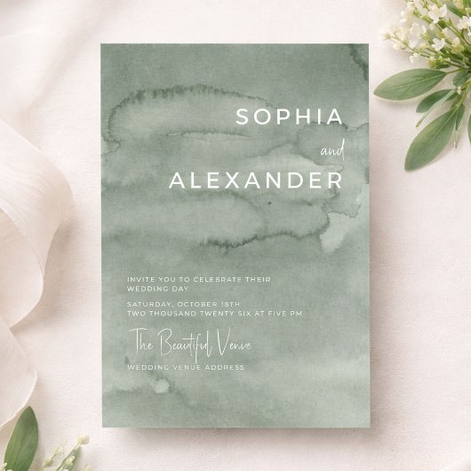 Modern Invitation Watercolor Wedding. Einladung