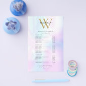 Modern Iridescent Monogram Salon Service Menu Flyer (Einzeln)