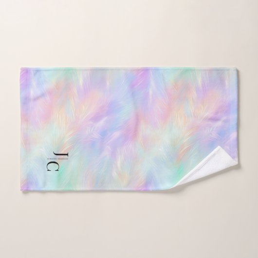 Modern Iridescent Opal Stilvolle Monogram Logo Badhandtuch Set (Handtuch)
