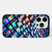 Modern Iridescent Wavy Grid Phone Case Futuristic (Rückseite (Horizontal))