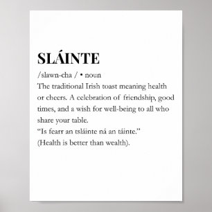 Modern Irish Lustiger Irish Slainte Zitat Poster