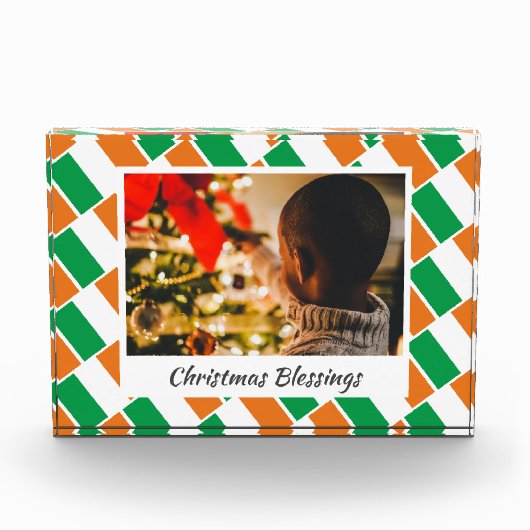 Modern IRLAND FLAG Weihnachtsgesicht Fotoblock (Vorderseite)