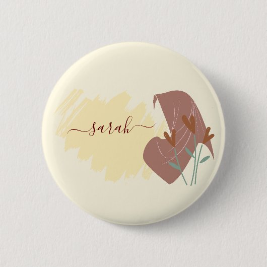 Modern Islamic Abstrakt Minimal Monogram Name Button (Vorderseite)