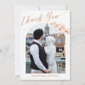 Modern Islamic Boho Terracotta Floral Nikah Foto Dankeskarte (Vorderseite)