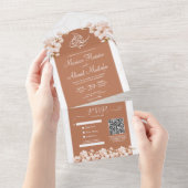 Modern Islamic Boho Terracotta Floral Nikah Walima All In One Einladung (Abreißen)