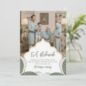Modern Islamic Geometric Eid Mubarak Photo Family Feiertagskarte (Stehend Vorderseite)