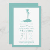 Modern Island Beach Hochzeitseinladung - Aquamarin Einladung (Vorne/Hinten)