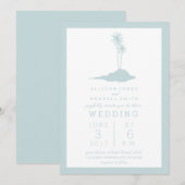Modern Island Beach Hochzeitseinladung - Blue Einladung (Vorne/Hinten)