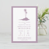 Modern Island Beach Hochzeitseinladung - Violett Einladung (Stehend Vorderseite)