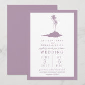 Modern Island Beach Hochzeitseinladung - Violett Einladung (Vorne/Hinten)