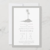 Modern Island Beach Wedding Einladung - Grau (Vorderseite)