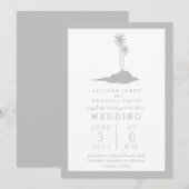 Modern Island Beach Wedding Einladung - Grau (Vorne/Hinten)