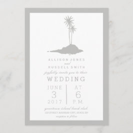 Modern Island Beach Wedding Einladung - Grau