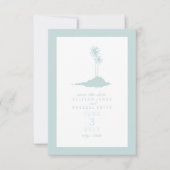 Modern Island Beach Wedding Save the Date - Blue (Vorderseite)