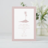 Modern Island Beach Wedding Save the Date - Blush (Stehend Vorderseite)