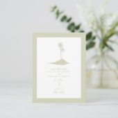 Modern Island Beach Wedding Save the Date - Green Ankündigungspostkarte (Stehend Vorderseite)