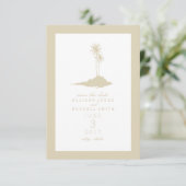 Modern Island Beach Wedding Save the Date - Sand (Stehend Vorderseite)