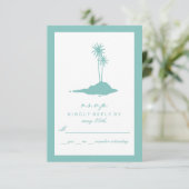 Modern Island Beach Wedding UAWG - Aquamarin RSVP Karte (Stehend Vorderseite)