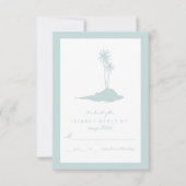 Modern Island Beach Wedding UAWG - Blue RSVP Karte (Vorderseite)