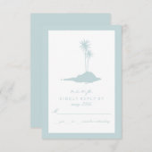 Modern Island Beach Wedding UAWG - Blue RSVP Karte (Vorne/Hinten)