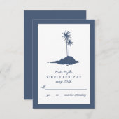 Modern Island Beach Wedding UAWG - Dunkelblau RSVP Karte (Vorne/Hinten)