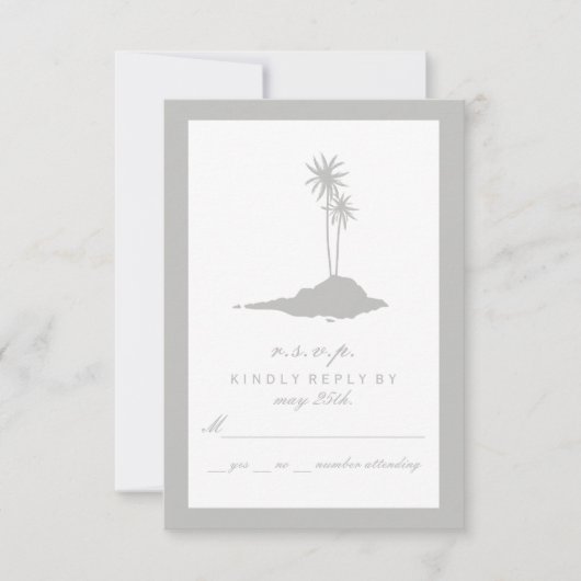 Modern Island Beach Wedding UAWG - Gray RSVP Karte (Vorderseite)