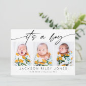 Modern ist es ein Baby Neugeborener 3 Foto Collage Ankündigung (Stehend Vorderseite)