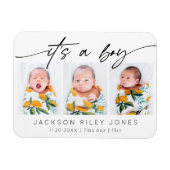 Modern ist es ein Baby Neugeborener 3 Foto Collage Magnet (Horizontal)