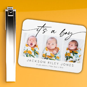 Modern ist es ein Baby Neugeborener 3 Foto Collage Magnet