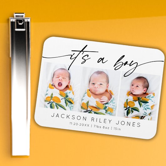 Modern ist es ein Baby Neugeborener 3 Foto Collage Magnet