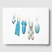 Modern ist es eine Niedliche Blue Gray Baby Dusche Gästebuch (Rückseite)