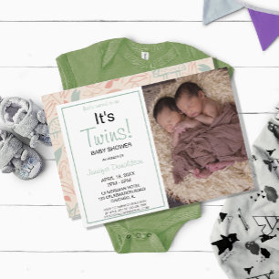 Modern ist es Zwillinge! Foto für Babydusche Einladung