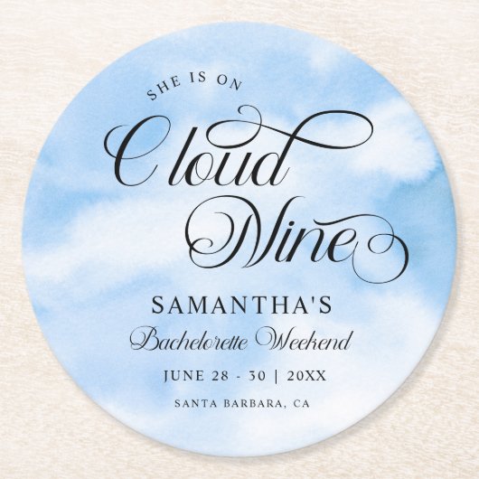 Modern ist sie auf Cloud 9 Bachelorette Wochenende Runder Pappuntersetzer (Vorderseite)
