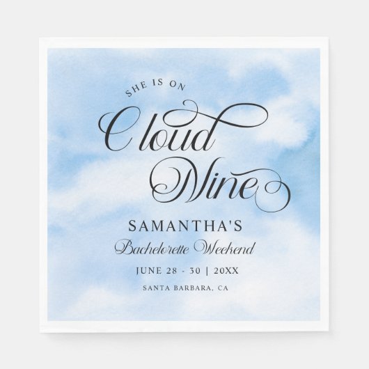 Modern ist sie auf Cloud 9 Bachelorette Wochenende Serviette (Vorderseite)
