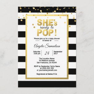 Modern ist sie bereit zum POP Gold Unisex Baby Dus Einladung
