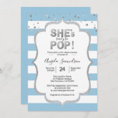 Modern ist sie bereit zum POP Silver BOY Babydusch Einladung (Vorne/Hinten)