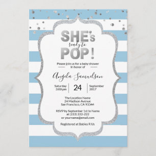 Modern ist sie bereit zum POP Silver BOY Babydusch Einladung