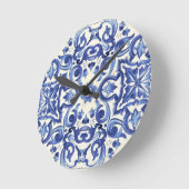 Modern Italian Blue  La Dolce vita  Runde Wanduhr (Winkel)