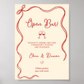 Modern Italian Open Bar Wedding Sign Poster (Vorne)