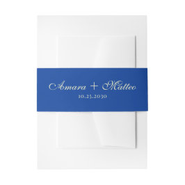 Modern Italian Vintage Script Blue Wedding Einladungsbanderole