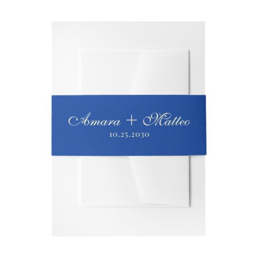 Modern Italian Vintage Script Blue Wedding Einladungsbanderole (Vorderseite Beispiel)