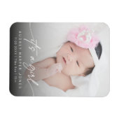 Modern It's a Girl Baby Newborn Foto Script Magnet (Horizontal)