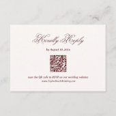 Modern Ivory and Burgundy Wedding RSVP Qr Code Begleitkarte (Vorderseite)