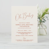 Modern ivory Baby Shower Elegant Script Einladung (Stehend Vorderseite)