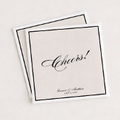 Modern Ivory Black Border Cheers! Wedding Serviette