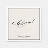 Modern Ivory Black Border Cheers! Wedding Serviette (Vorderseite)