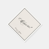 Modern Ivory Black Border Cheers! Wedding Serviette (Ecke)