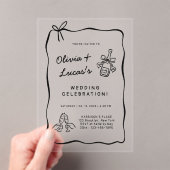 Modern Ivory & Black Hand-Drawn Wedding Acryleinladungen (Insitu (Handheld))