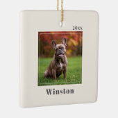 Modern Ivory Custom Pet Name Photo Keramikornament (Rechts)