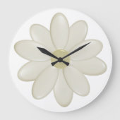 Modern Ivory Daisy Flower Kitchen Clock Große Wanduhr (Vorderseite)